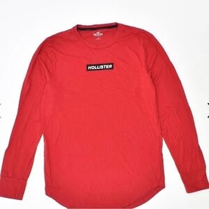 Holister red pullover long sleev shirt with logo on the chest